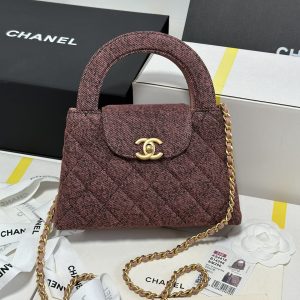 Chanel Kelly 24A Rode Bruin Denim Tas - Premium Kwaliteit Replica & Snelle Levering 1153193010 - front view
