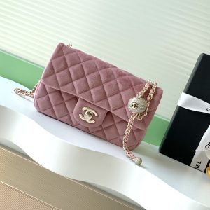 Chanel Classic Flap Velours Tas - 1:1 Replica in Spiegelkwaliteit met Diamanten 1153189769 - front view