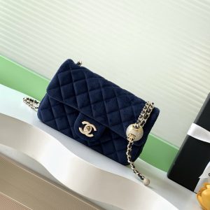 Chanel 19 Flap Bag in fluweel - Premium 1:1 Replica met spiegelkwaliteit 1153189751 - front view