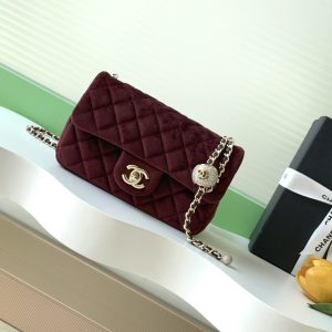 Chanel Classic Flap 1:1 Replica in Fluweel - Premium Kwaliteit Spiegelkopië 1153189738 - front view