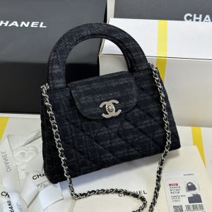 Chanel Kelly 24A Zwart Denim Groot Formaat - 1:1 Replica Kwaliteit en Snelle Levering 1153192993 - side view
